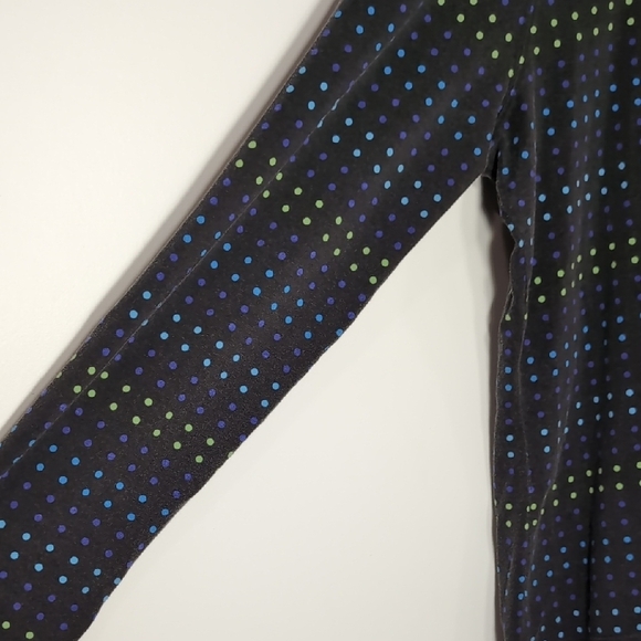 Talbots | Cotton Stretch Black Long Sleeve Turtle Neck Neon Polka Dots Size XL - Picture 4 of 9